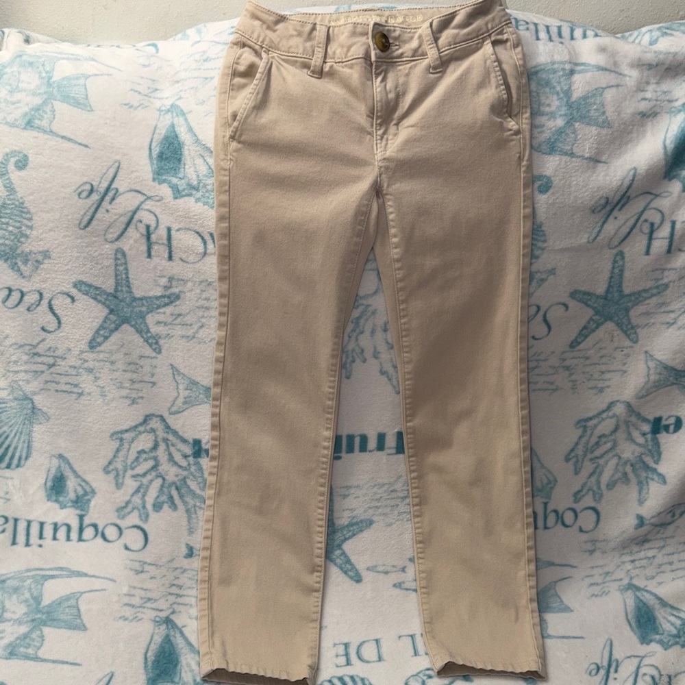 American Eagle Outfitters Women's Beige Ankle Jeans
